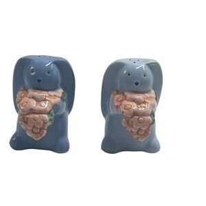 VINTAGE AVON SPRING TIME BUNNY COLLECTION SALT PEPPER SHAKERS CERAMIC EASTER